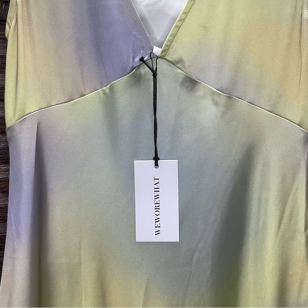 WeWoreWhat Pastel Maxi Dress, Silky Charmeuse Watercolor, Size 8, Two-Way, NWT. - Picture 8 of 9